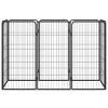 8-Panel Dog Playpen Black 19.7"x39.4" Powder-coated Steel