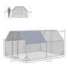 PawHut Large Chicken Coop Metal Chicken Run with Waterproof and Anti-UV Cover, Flat Shaped Walk in Fence Cage Hen House for Outdoor and Yard Farm Use