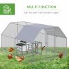 PawHut Large Chicken Coop Metal Chicken Run with Waterproof and Anti-UV Cover, Flat Shaped Walk in Fence Cage Hen House for Outdoor and Yard Farm Use