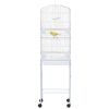 PawHut 60" Metal Indoor Bird Cage Starter Kit with Detachable Rolling Stand, Storage Basket, and Accessories, White